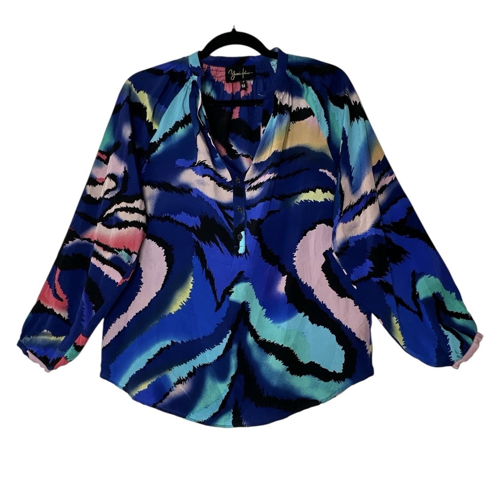 Yumi Kim Lizzie Tunic Top Women's Medium 100% Silk Long‎ Sleeve Oversized Career